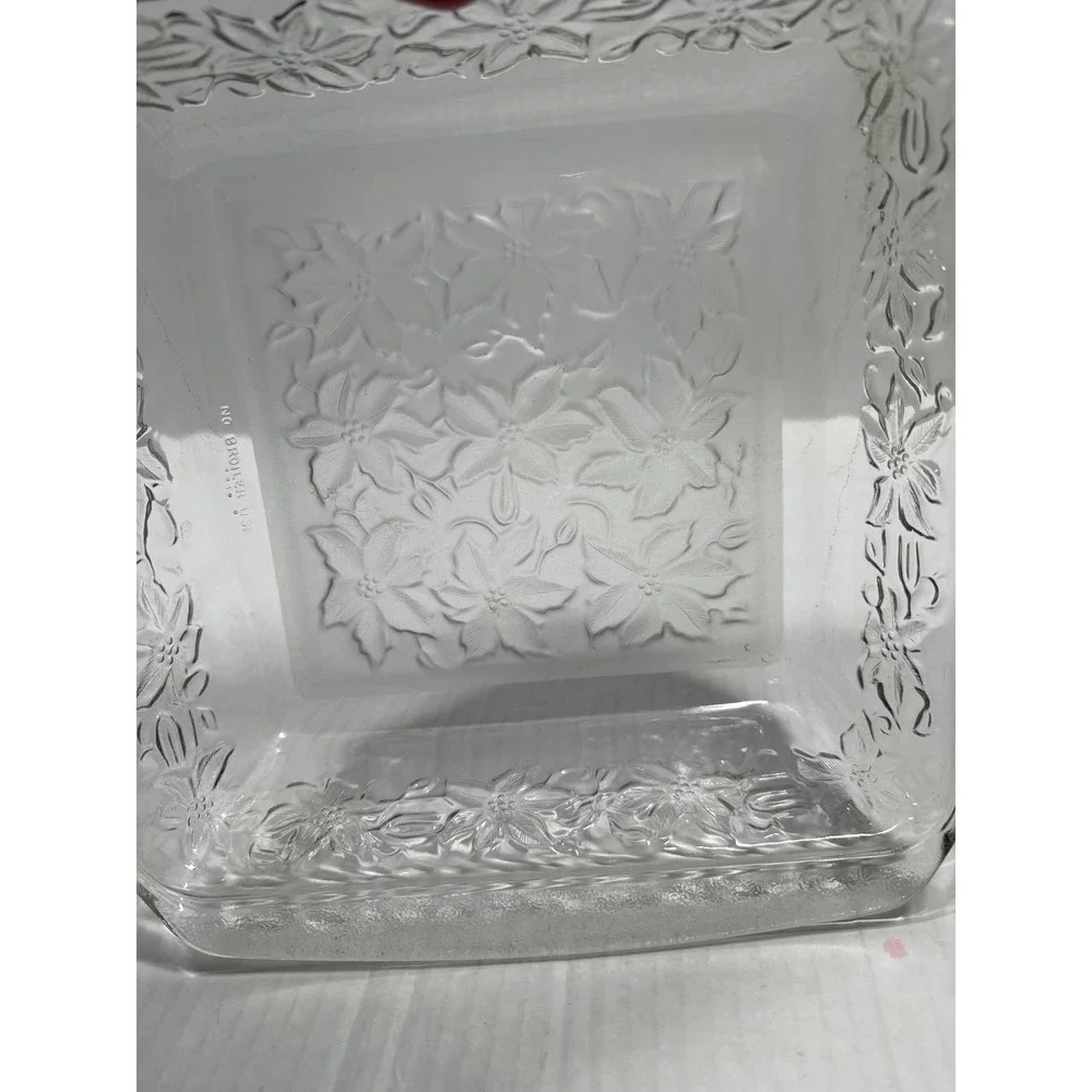 Princess House Crystal Fantasia Poinsettia Casserole‎ Baking Dish 8
